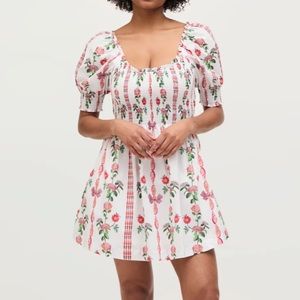 Hill House Home Naia Nap Dress in Red Shell Vine Stripe Cotton, Size M